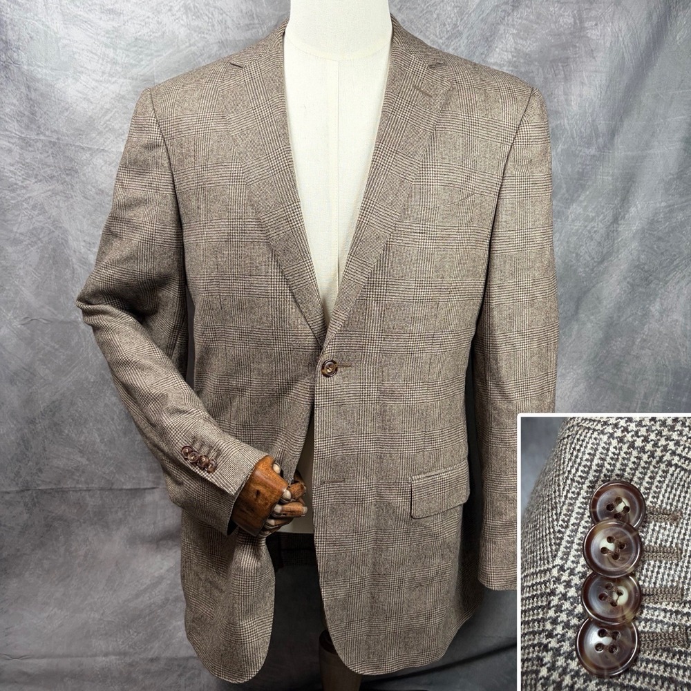 Suit Supply Windowpane Houndstooth Cashmere Wool Blend Unstructured Blazer 40L